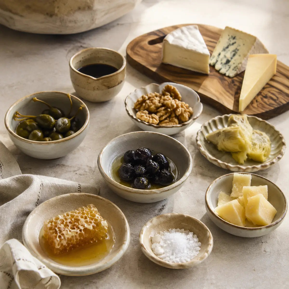 Vielfältige Geschmackserlebnisse mit Käse, Honig, Oliven, Nüssen und feinen Aromen