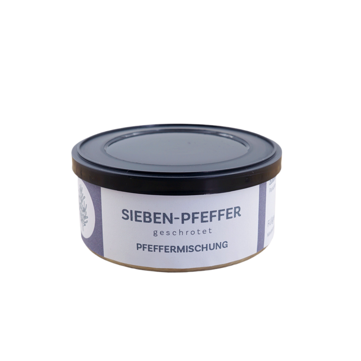 Sieben Pfeffer von Jungermann Gourmet, Produktansicht vor weißem Hintergrund.