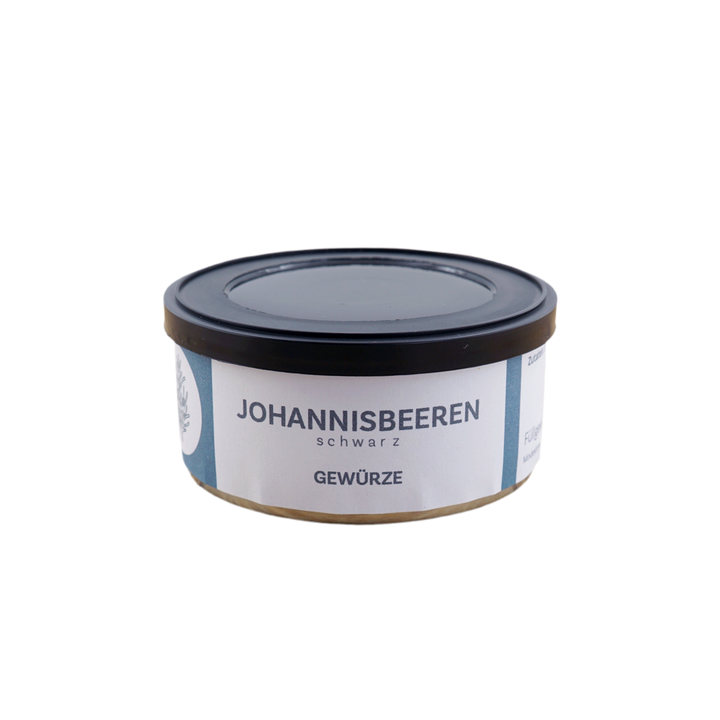 Schwarze Johannisbeeren ganz von Jungermann Gourmet, Produktansicht vor weißem Hintergrund.