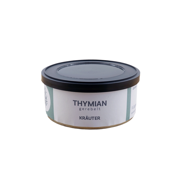 Thymian gerebelt von Jungermann Gourmet, Produktansicht vor weißem Hintergrund.