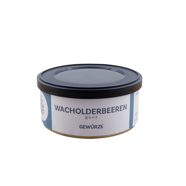 Wacholderbeeren ganz von Jungermann Gourmet, Produktansicht vor weißem Hintergrund.