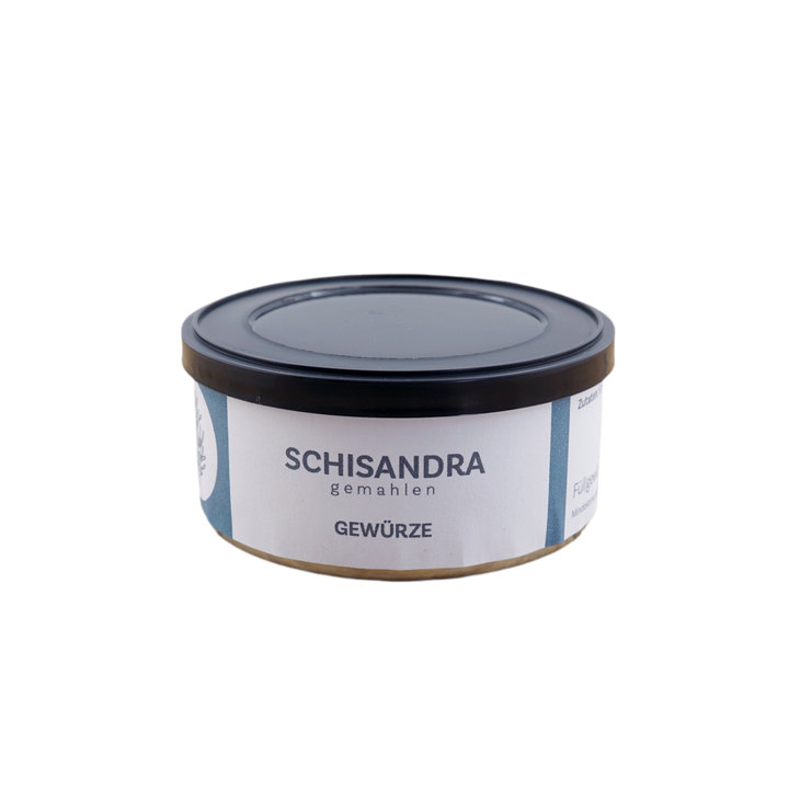 Schisandra gemahlen von Jungermann Gourmet, Produktansicht vor weißem Hintergrund.