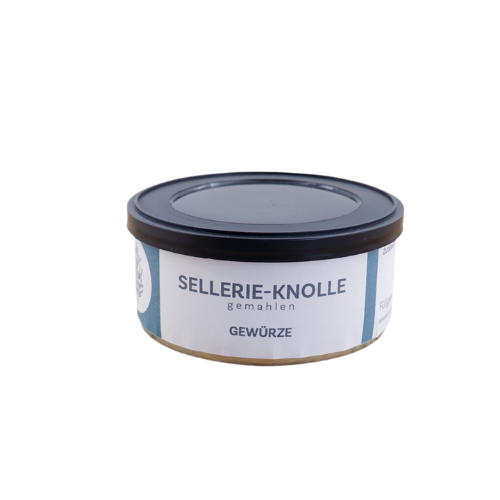 Sellerie-Knollen Pulver von Jungermann Gourmet, Produktansicht vor weißem Hintergrund.