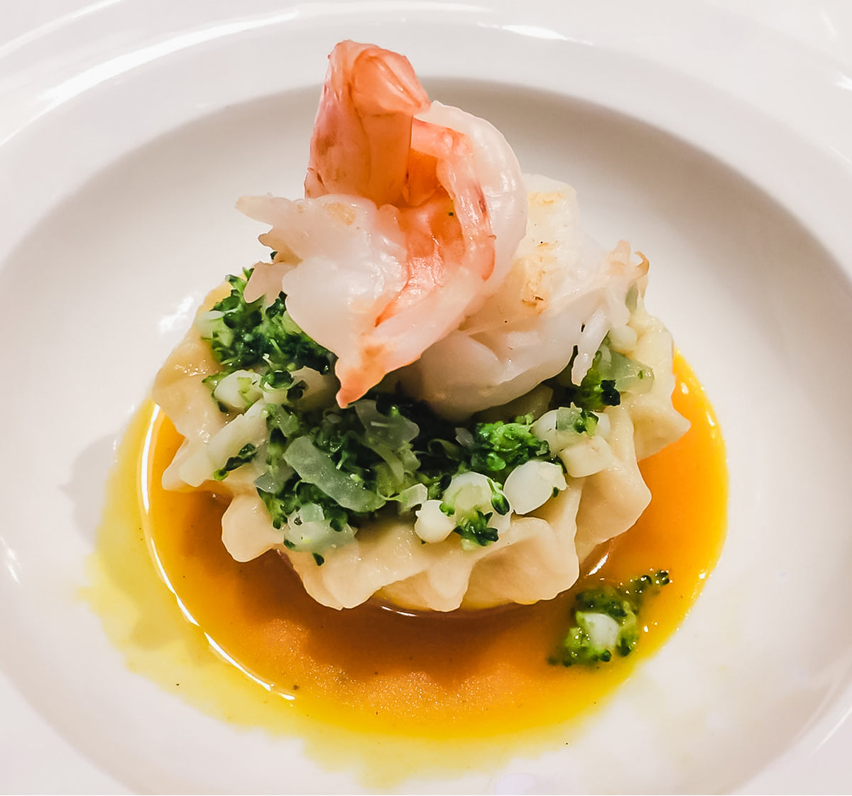 Garnelen-Ravioli in Safransauce, Fingerfood von Jungermann Gourmet