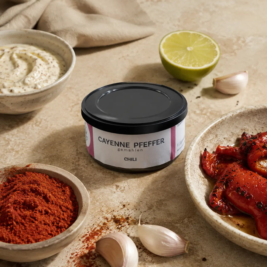 Jungermann Gourmet Cayenne Pfeffer mit Paprika, Knoblauch, Limette und Dip