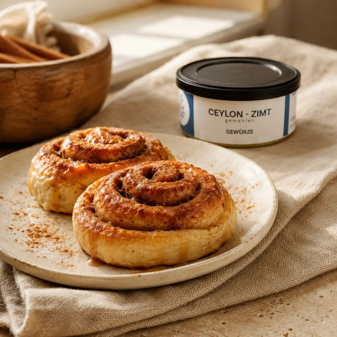 Jungermann Gourmet Ceylon Zimt zu frisch gebackenen Zimtschnecken