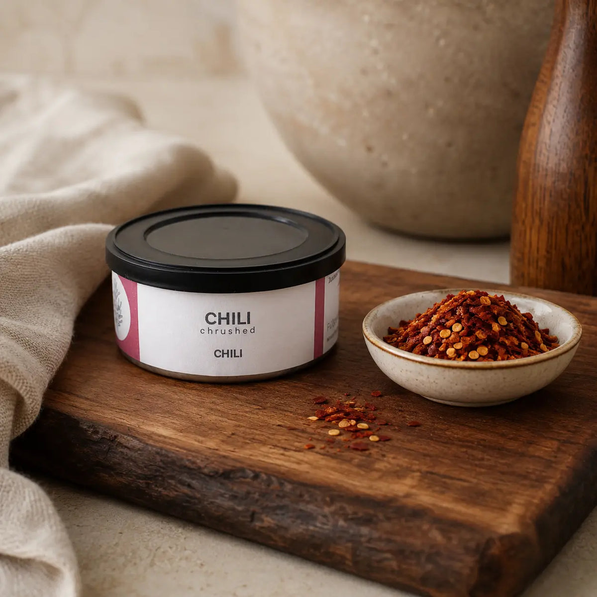 Jungermann Gourmet Chili crushed mit groben Chiliflocken in einer Schale