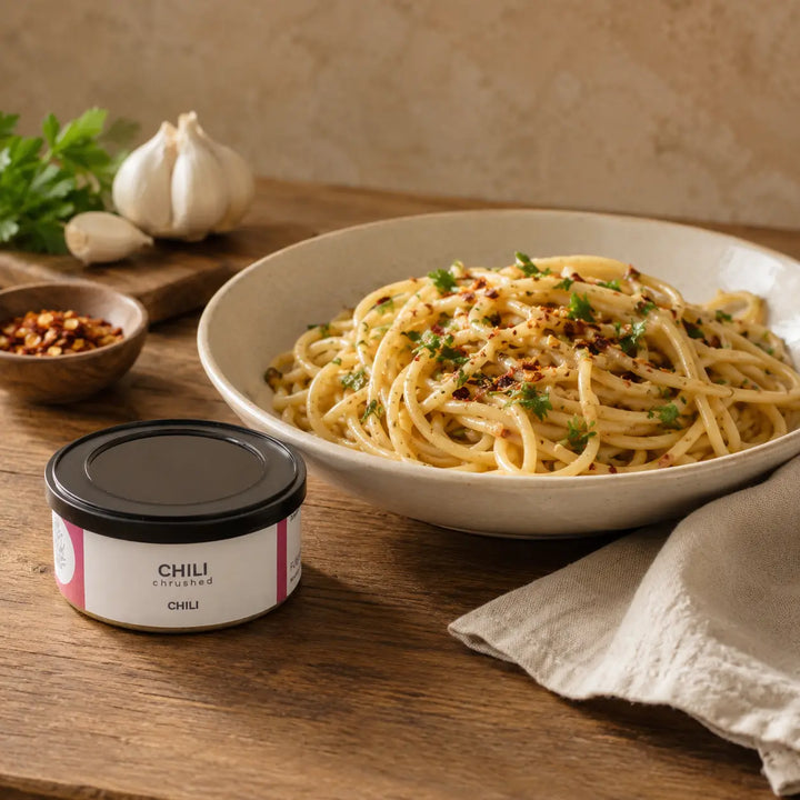 Jungermann Gourmet Chili crushed zu Spaghetti aglio e olio