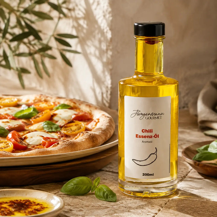 Jungermann Gourmet Chili-Essenzöl zu Gemüse-Pizza