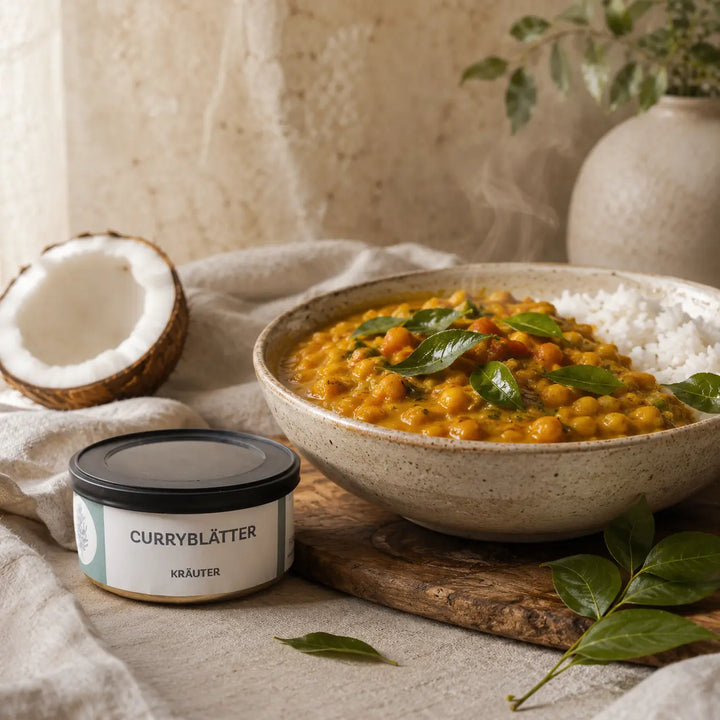 Jungermann Gourmet Curryblätter zu Linsen-Dal mit Reis