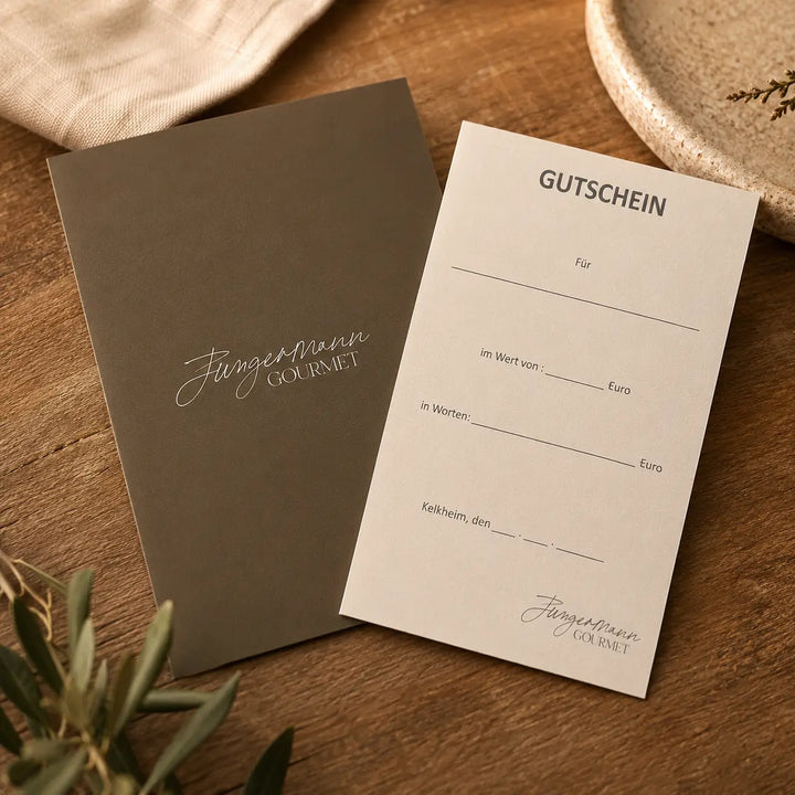 Jungermann Gourmet Geschenk-Gutschein mit hochwertiger Papierstruktur