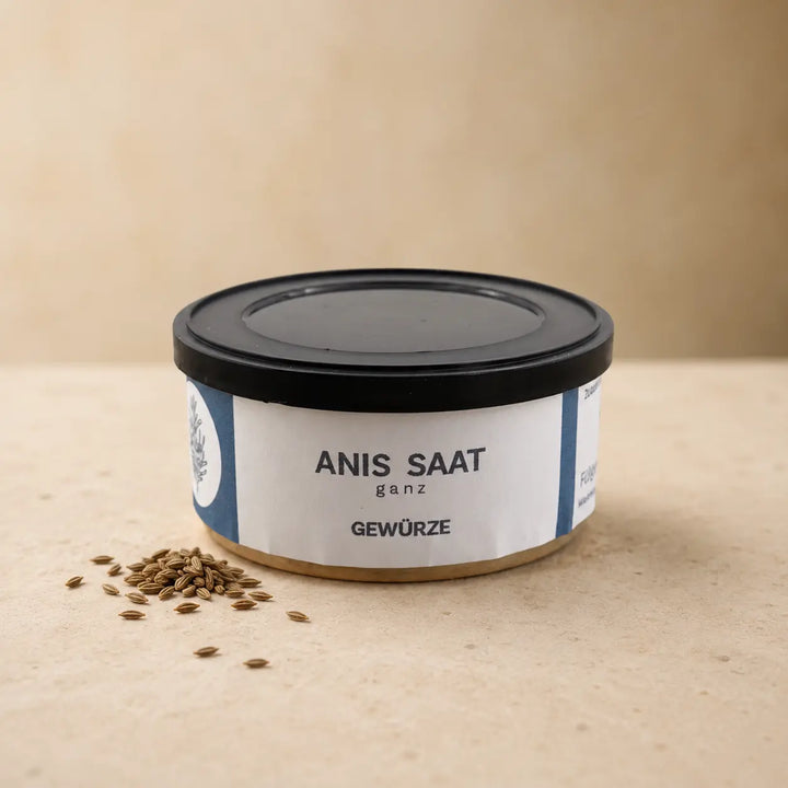 Anis-Saat ganz von Jungermann Gourmet in der Gewürzdose mit ganzen Anissamen