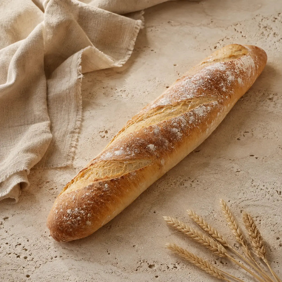 Baguette aus dem Steinofen von Jungermann Gourmet als rustikaler ganzer Brotlaib