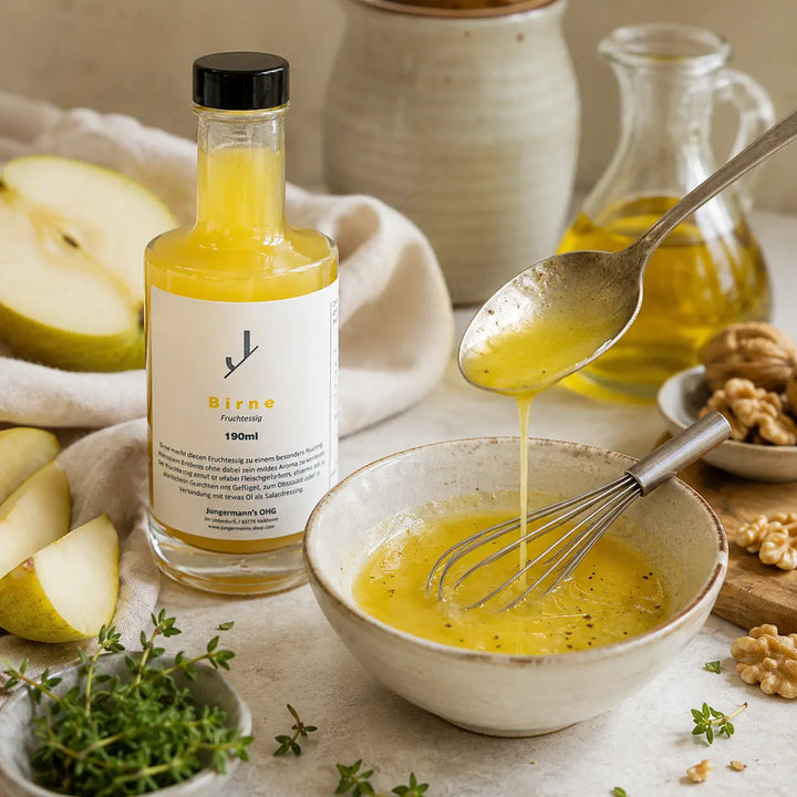 Frisch angerührte Birnen-Vinaigrette mit Birnen Essig von Jungermann Gourmet