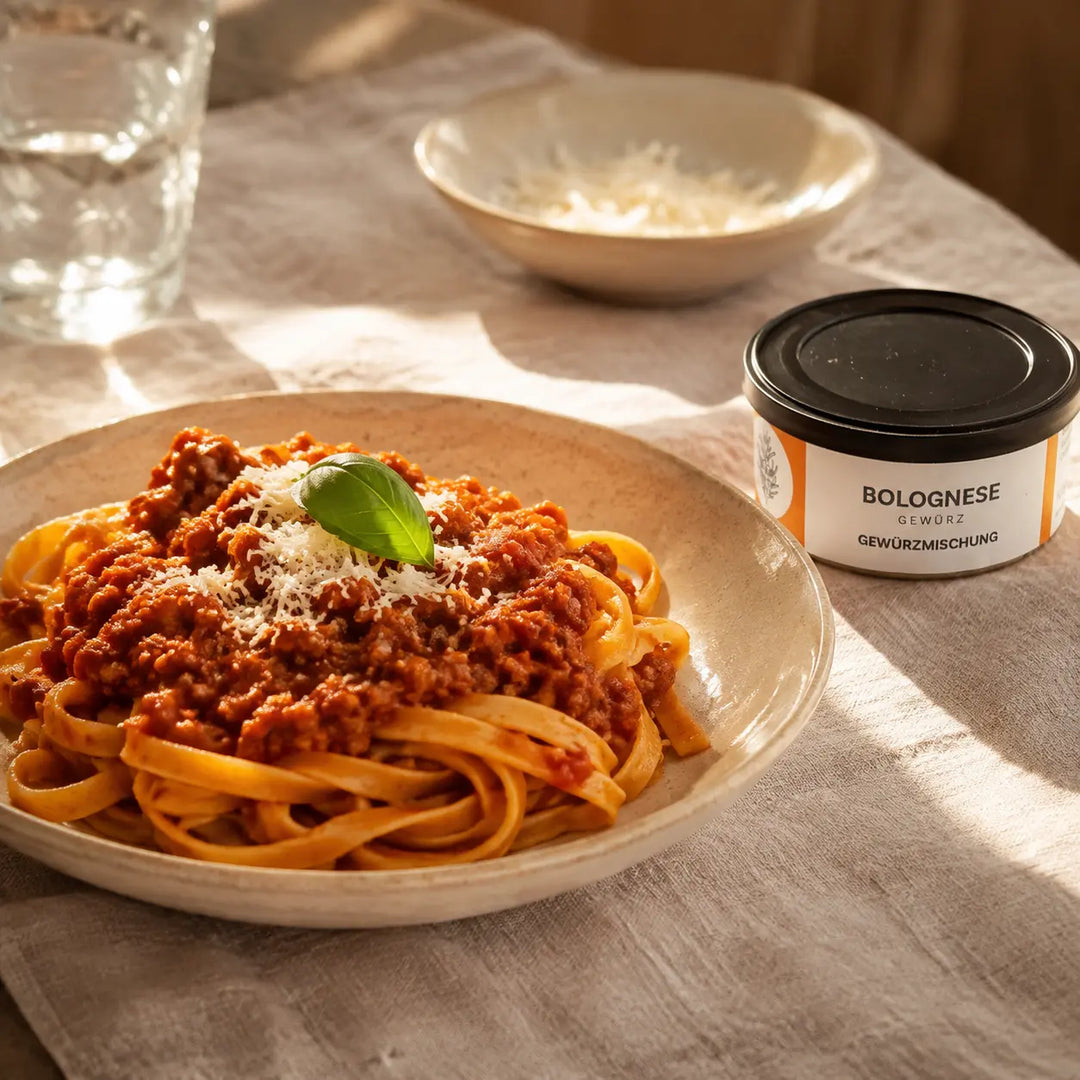 Tagliatelle mit Bolognese-Sauce und Bolognese-Gewürz von Jungermann Gourmet