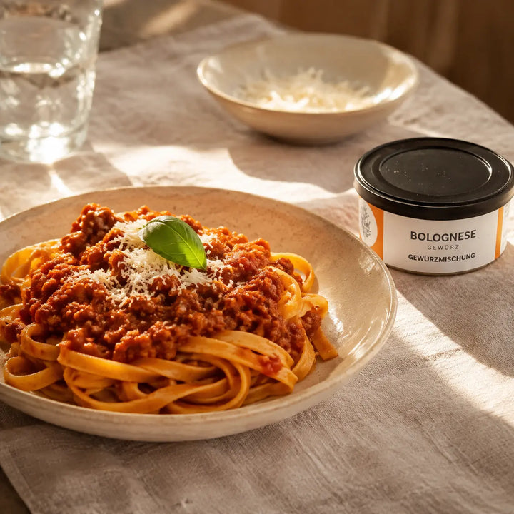 Tagliatelle mit Bolognese-Sauce und Bolognese-Gewürz von Jungermann Gourmet