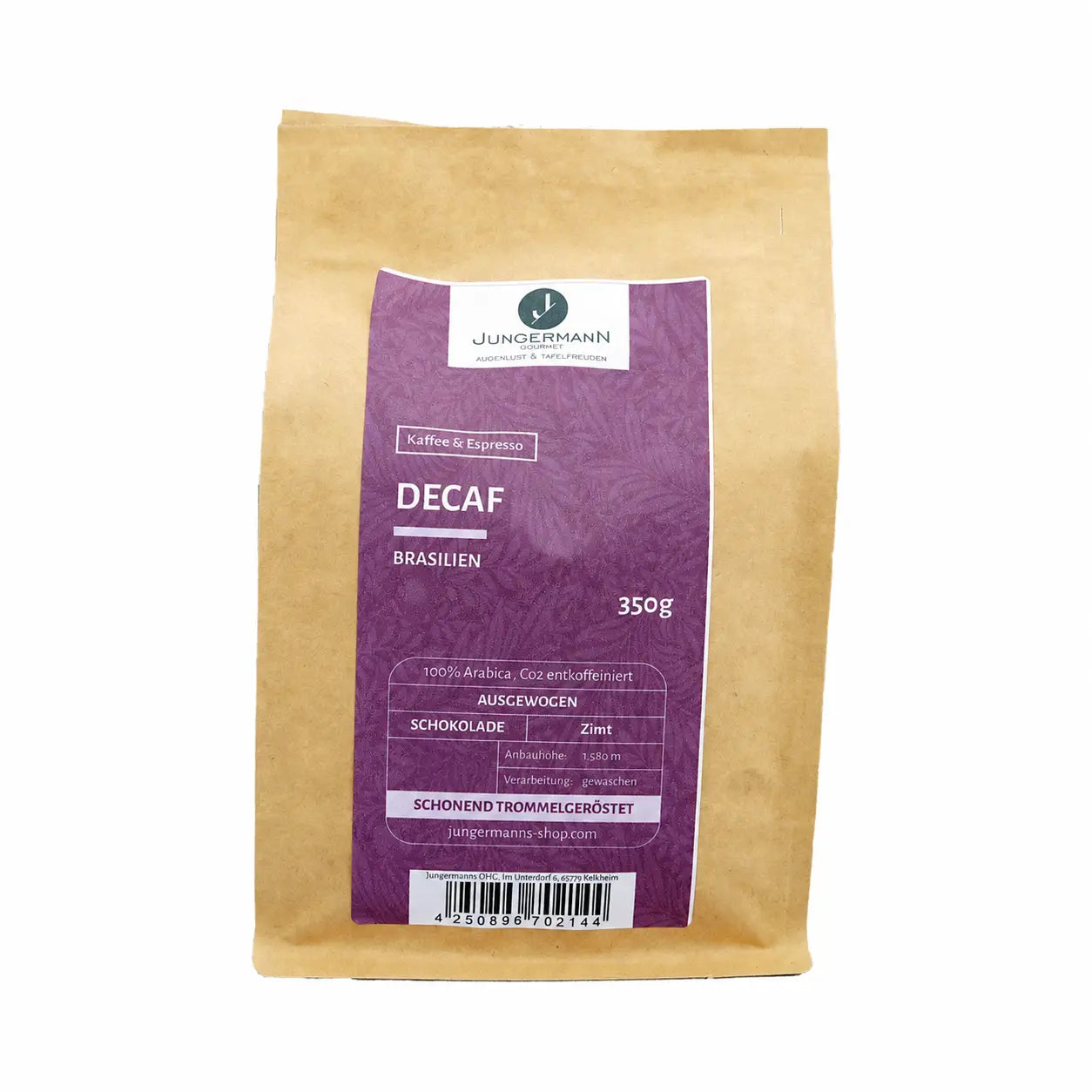 Decaf Kaffee von Jungermann Gourmet in der 350-g-Packung