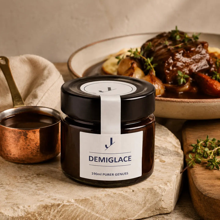 Demiglace von Jungermann Gourmet mit Kupfertopf und herzhaftem Schmorgericht