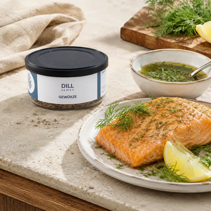 Dillsaat von Jungermann Gourmet zu gebackenem Lachs mit Zitrone und Dill