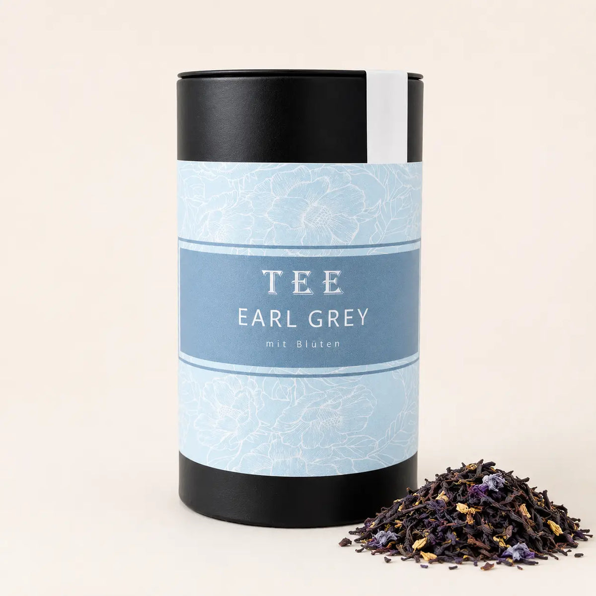 Earl Grey mit Blüten Tee von Jungermann Gourmet in hellblauer Dose