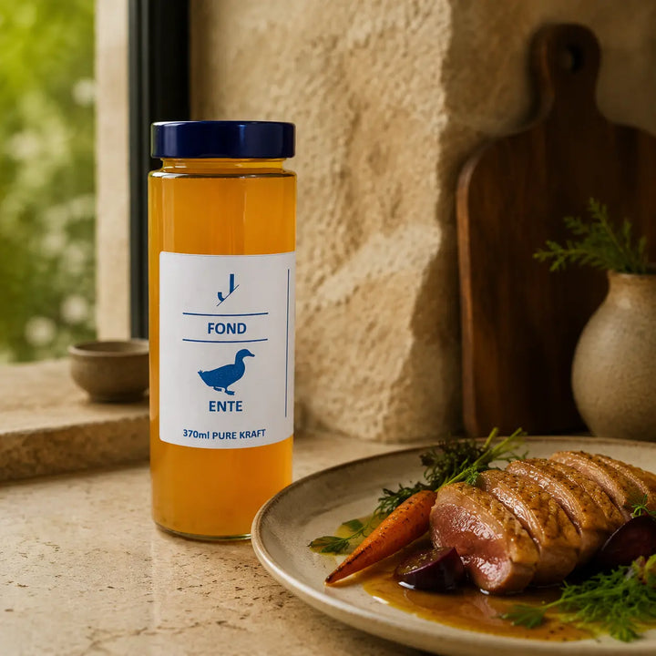 Entenfond von Jungermann Gourmet als feine Sauce zu gebratener Entenbrust
