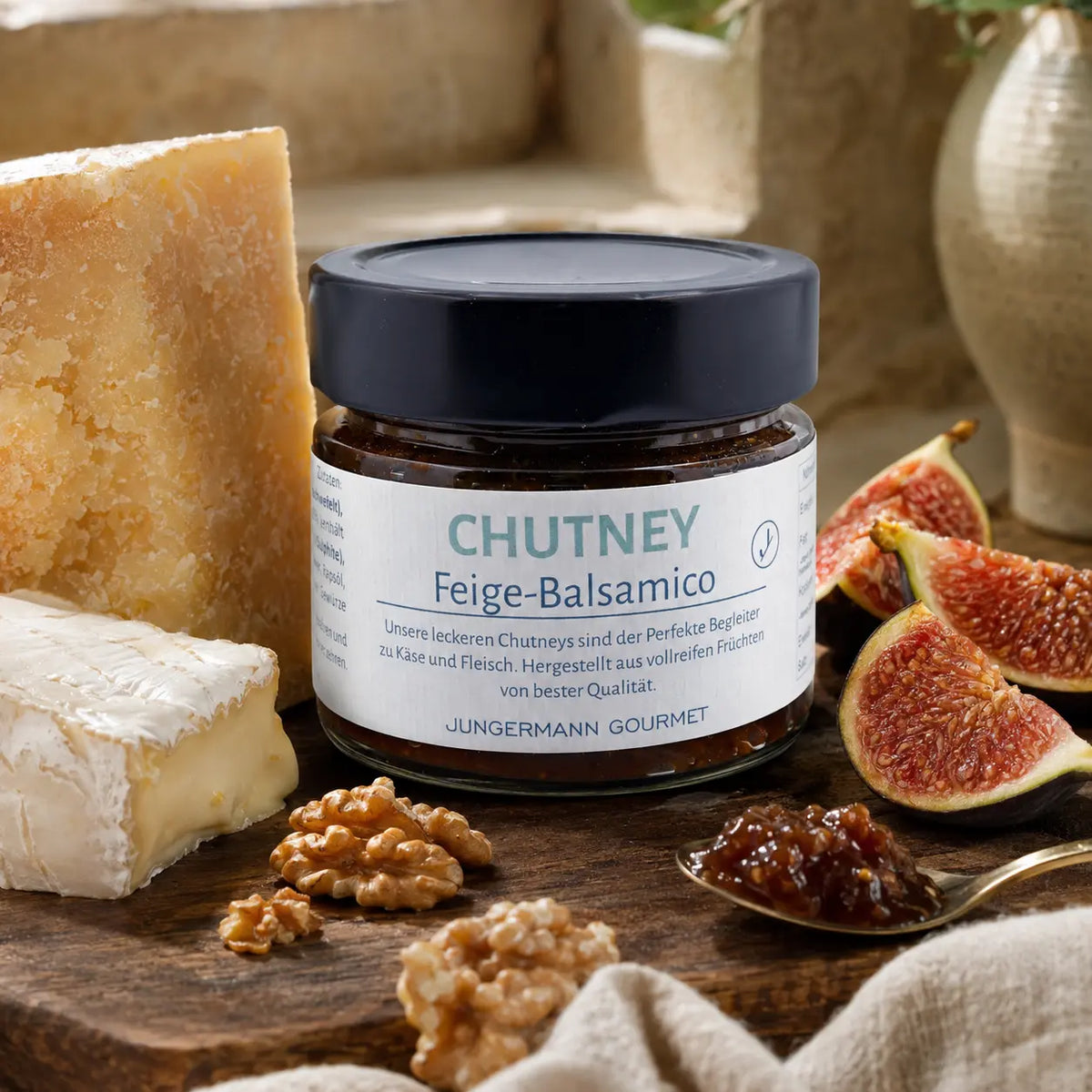 Feigen-Balsamico-Chutney von Jungermann Gourmet zu Hartkäse und Weichkäse