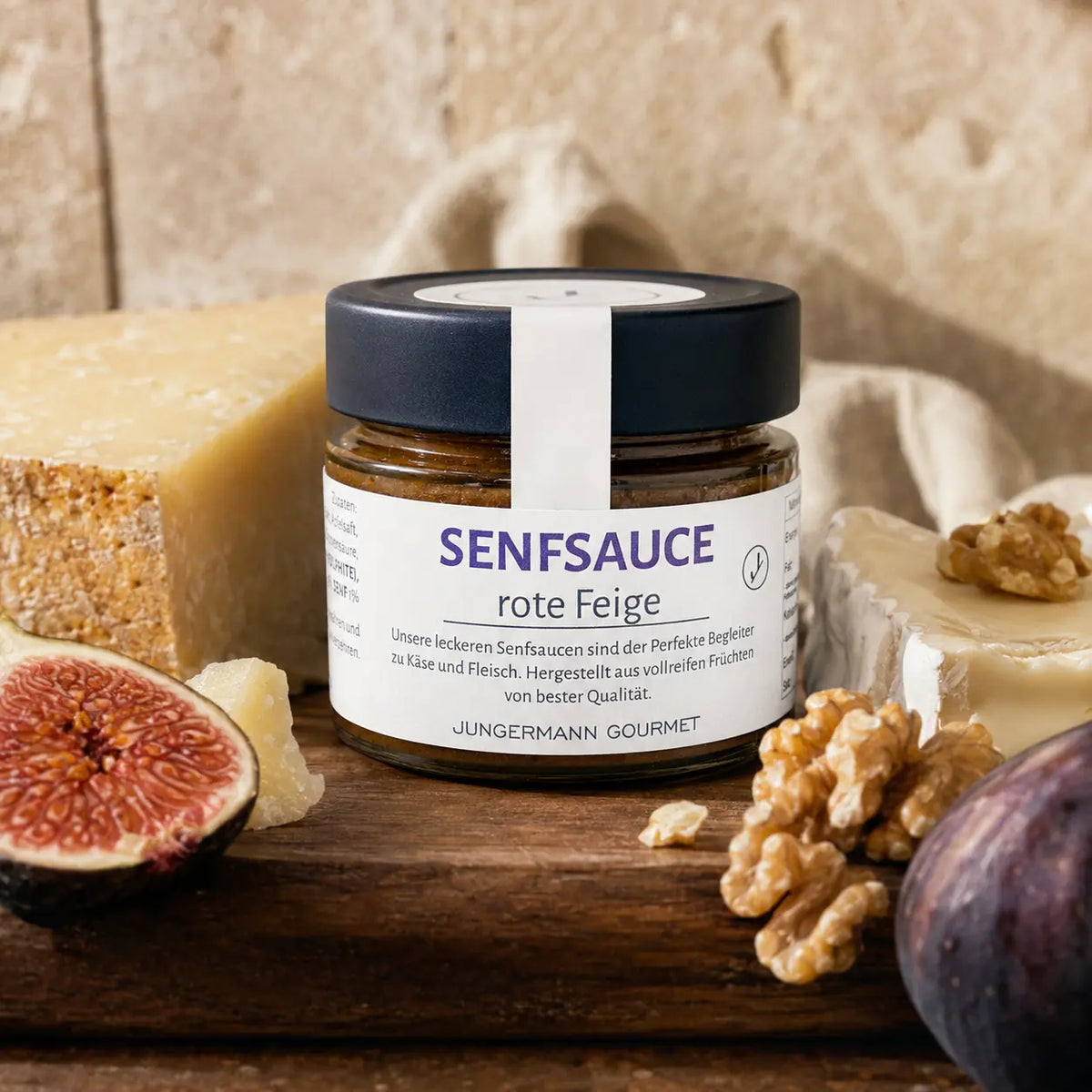 Feigen-Senf-Sauce rote Feige von Jungermann Gourmet zu Hartkäse und Weichkäse