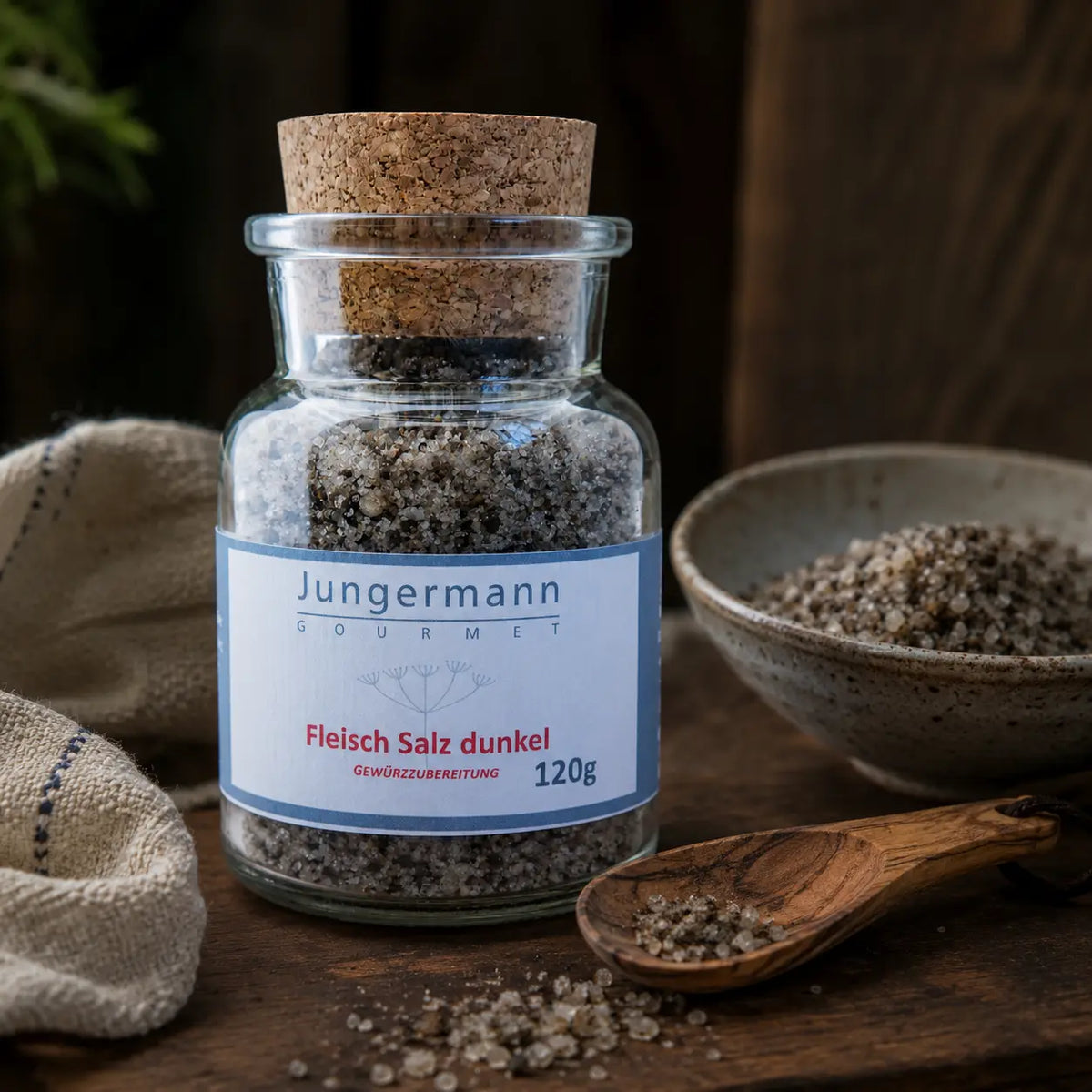 Jungermann Gourmet Fleisch-Salz dunkel mit grober Gewürzmischung
