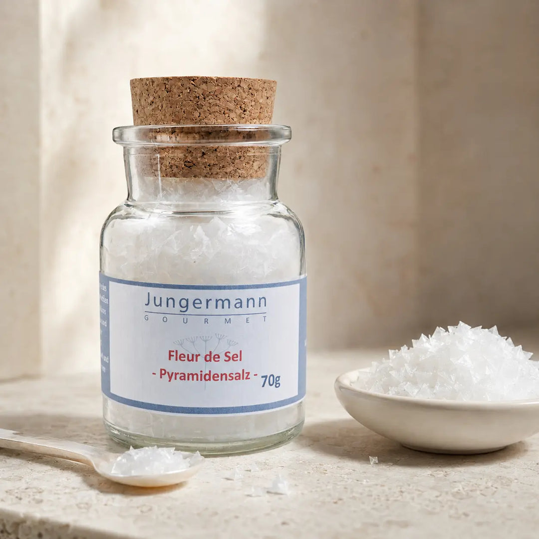Jungermann Gourmet Fleur de Sel mit filigranen pyramidenförmigen Salzflocken