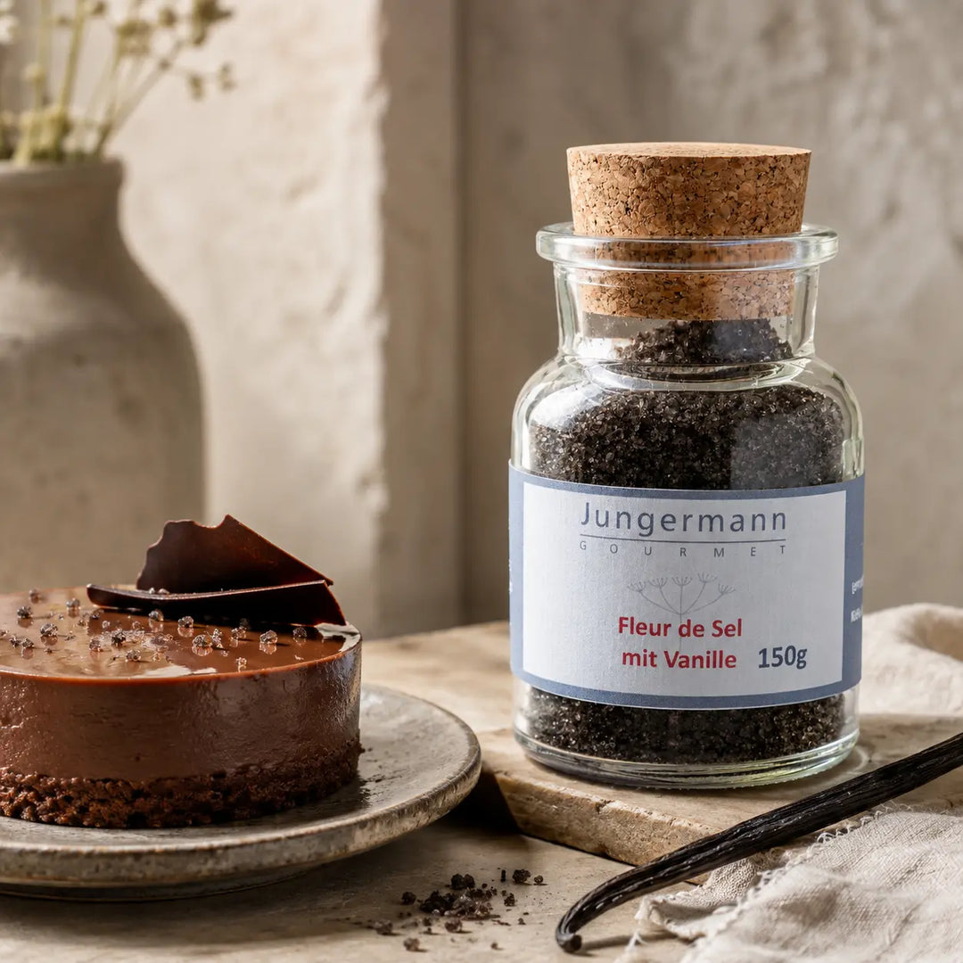 Fleur de Sel mit Vanille zu einem feinen Schokoladendessert