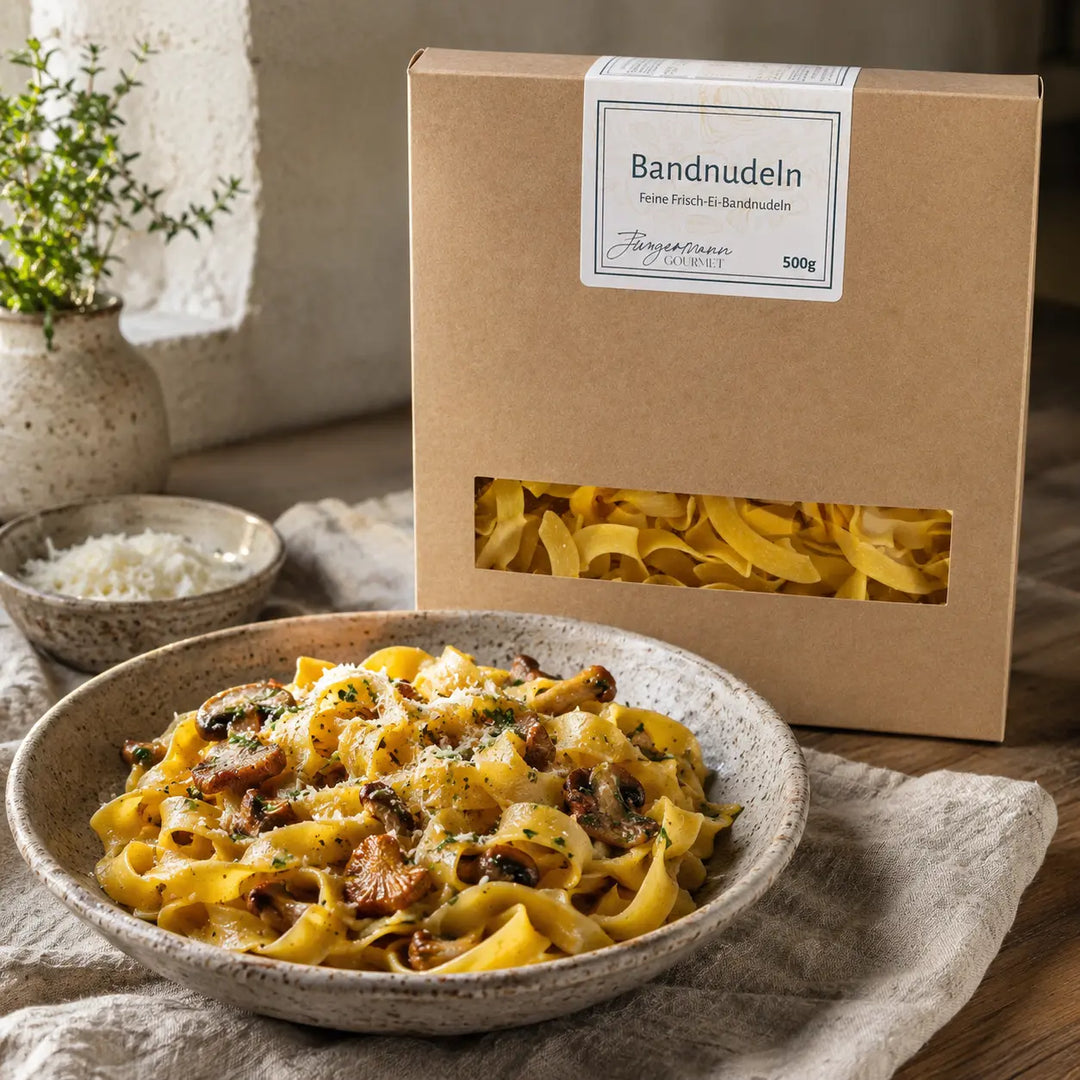 Frisch-Ei Bandnudeln mit Pilzen und Kräutern