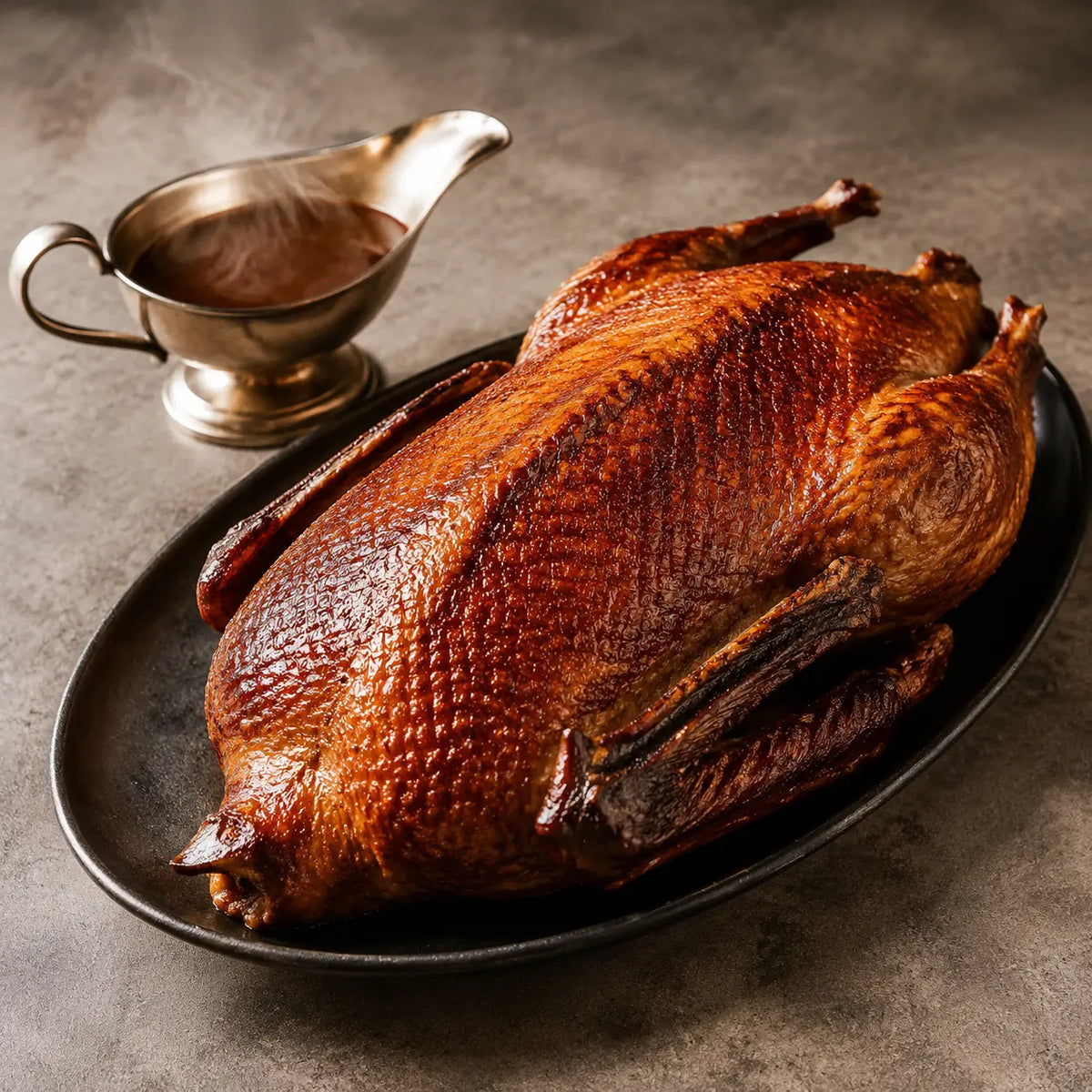 Gans to go ohne Beilagen – ganze knusprige Gans mit Gänsejus