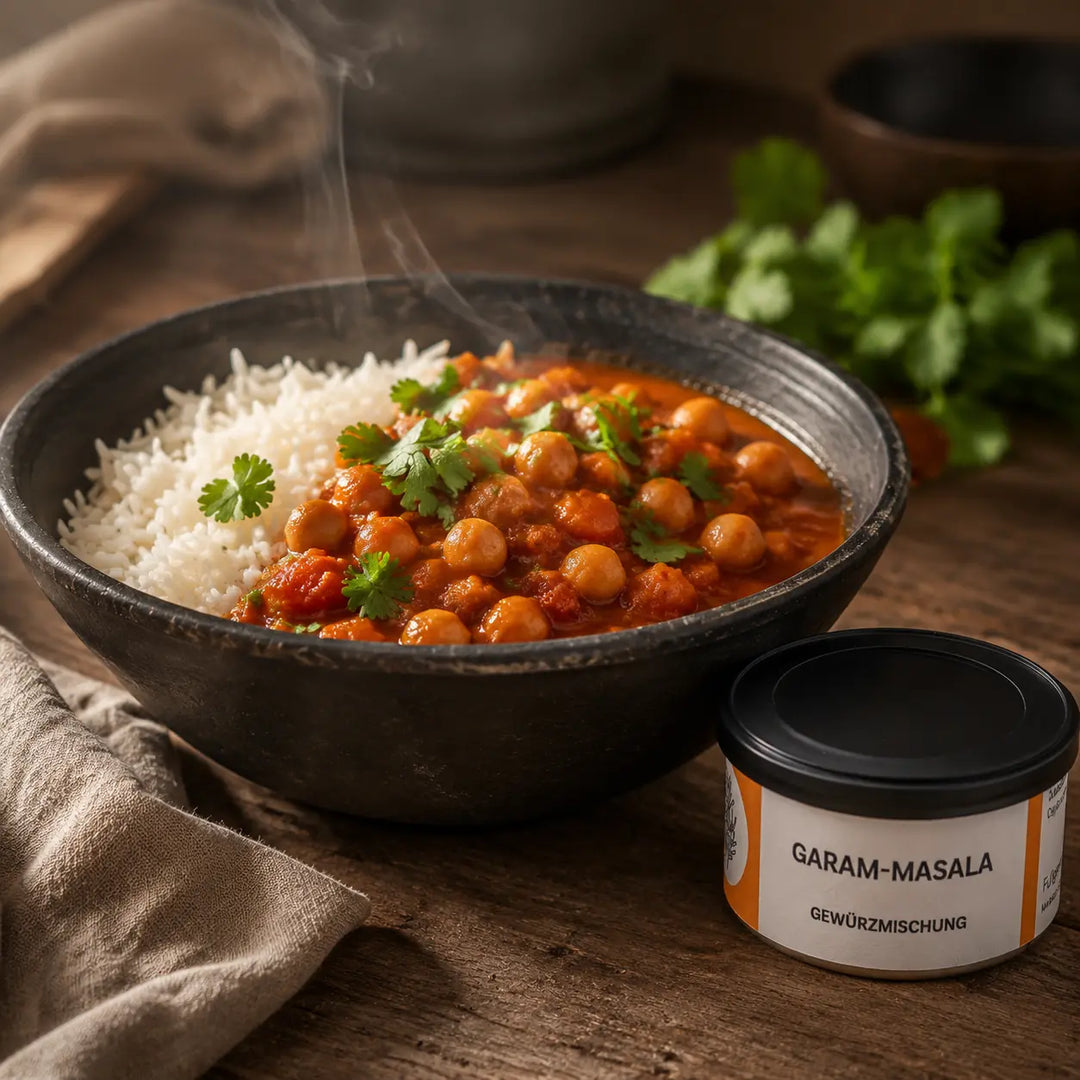 Garam-Masala von Jungermann Gourmet – Kichererbsen-Curry mit Basmatireis