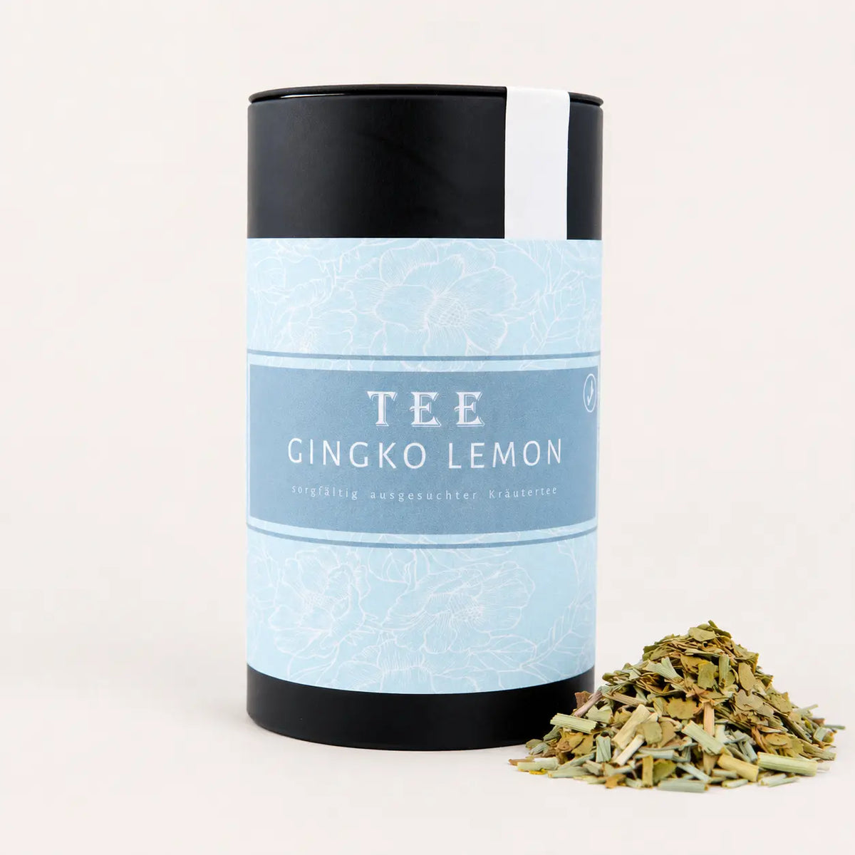 Gingko Lemon Tee von Jungermann Gourmet in hellblauer Dose mit Kräutermischung