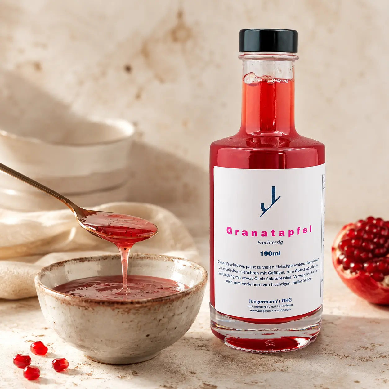 Jungermann Gourmet Granatapfel Essig mit fruchtiger Vinaigrette