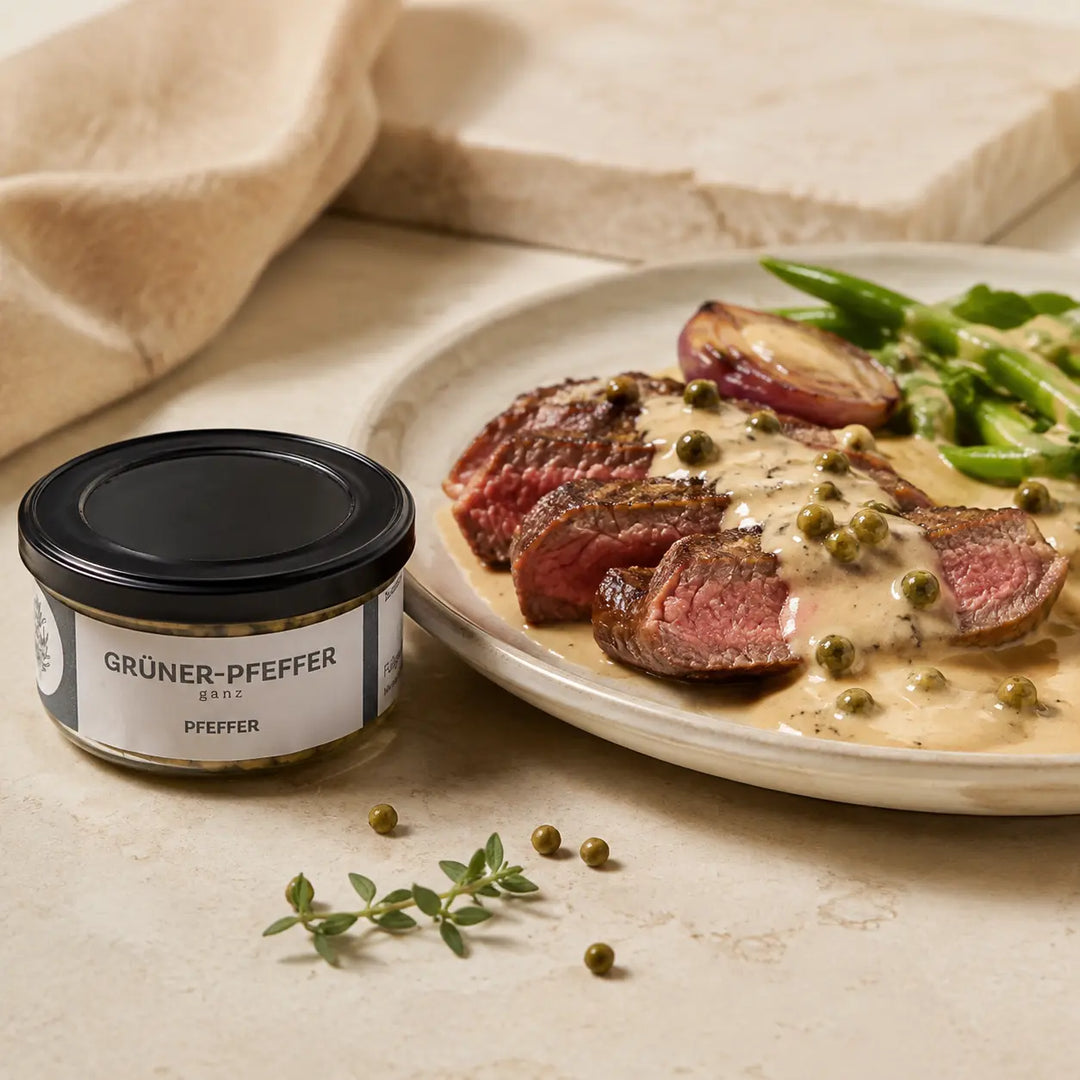 Jungermann Gourmet grüner Pfeffer zu Rinderfilet mit Pfeffersauce