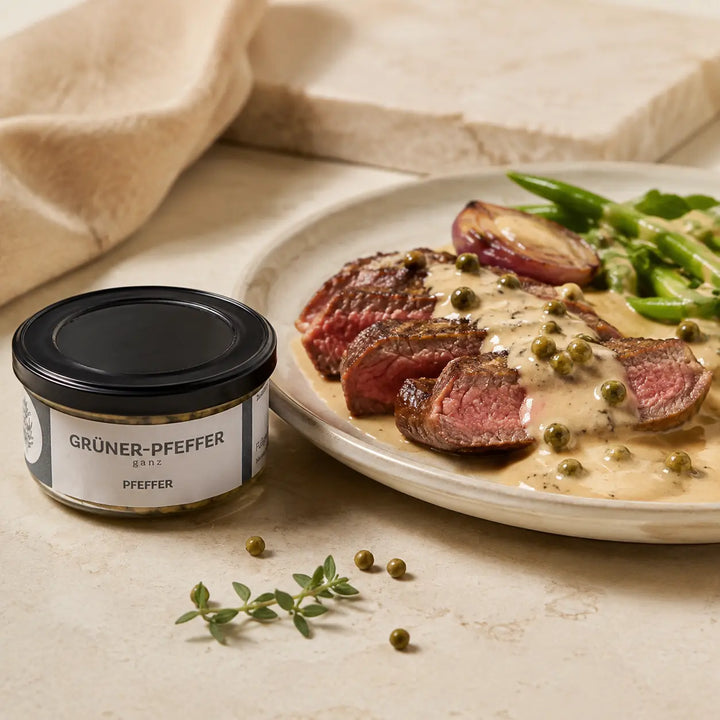 Jungermann Gourmet grüner Pfeffer zu Rinderfilet mit Pfeffersauce