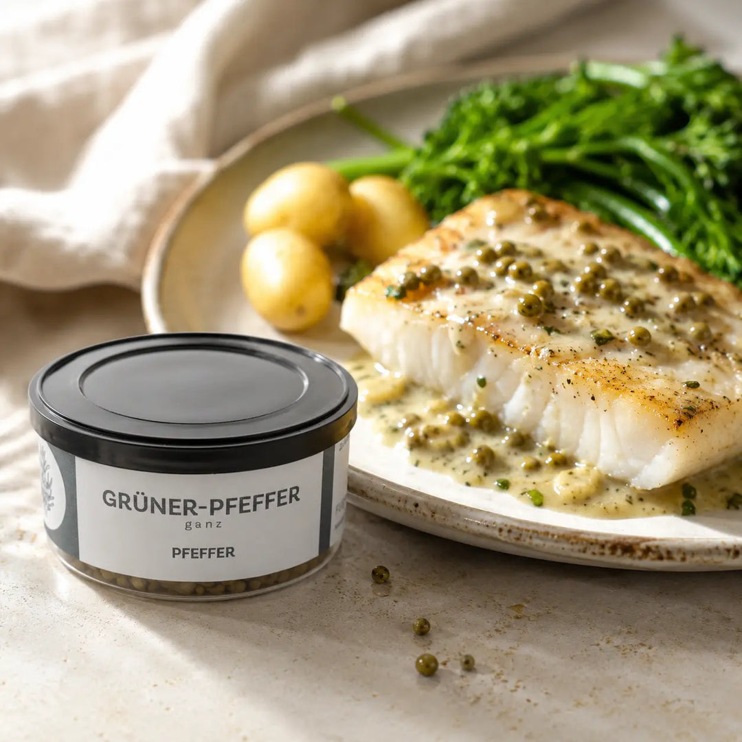 Jungermann Gourmet grüner Pfeffer zu Fisch mit cremiger Pfeffersauce