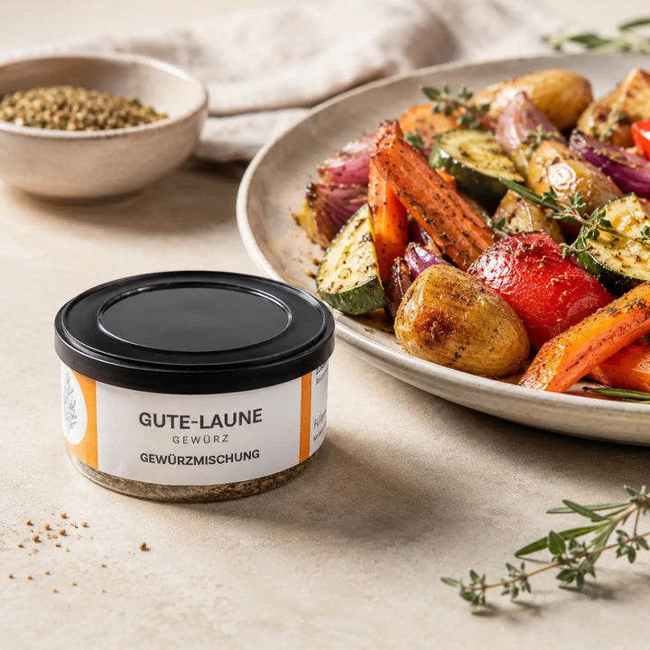 Jungermann Gourmet Gute-Laune-Gewürz zu geröstetem Gemüse und Kartoffeln