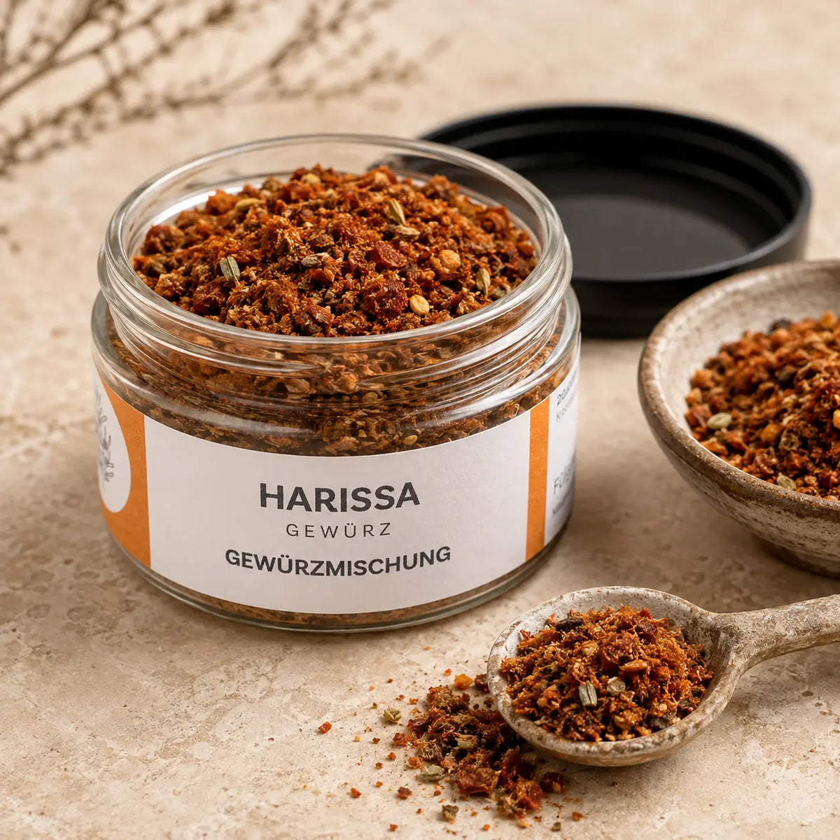 Jungermann Gourmet Harissa mit sichtbarer rot-orangefarbener Gewürztextur