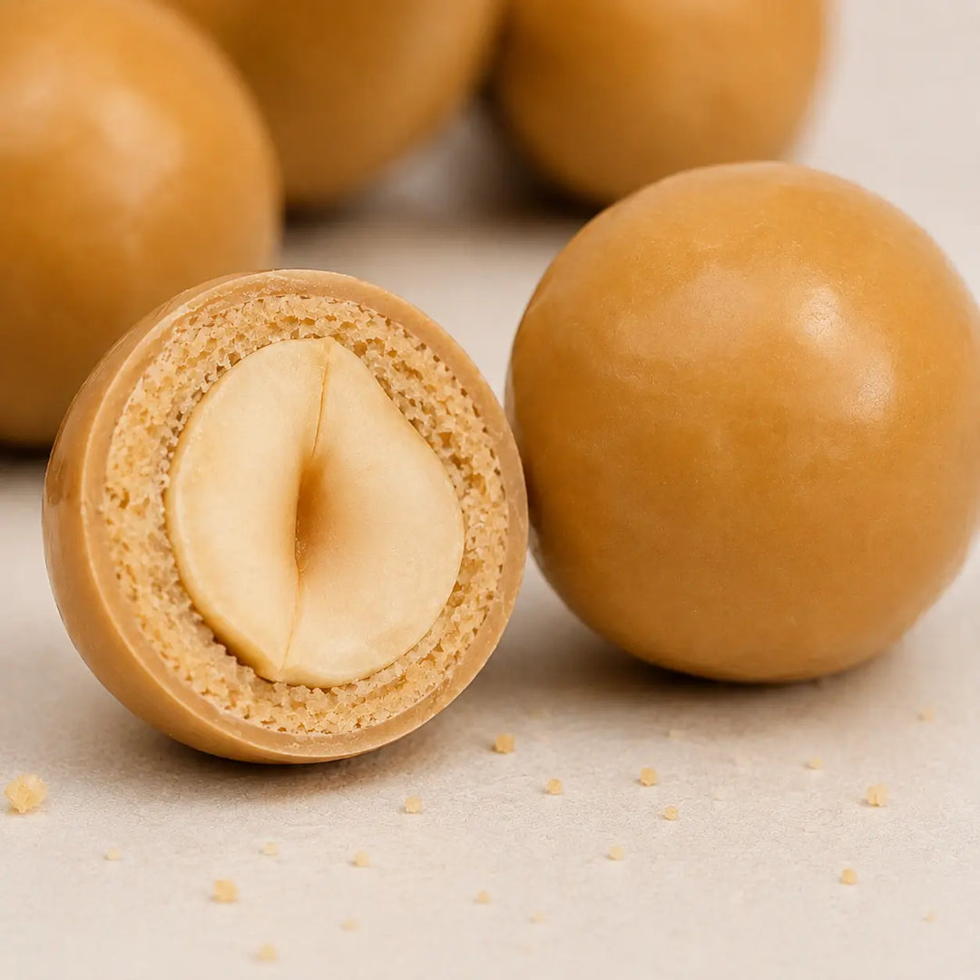 Haselnüsse in Schokolade Butterkeks – Haselnusskern und Schichten im Detail