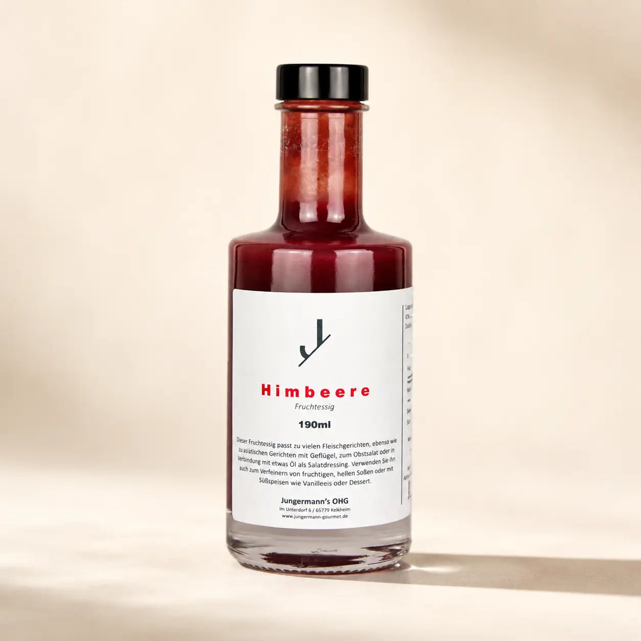 Himbeer Essig von Jungermann Gourmet – 190 ml Premium-Packshot