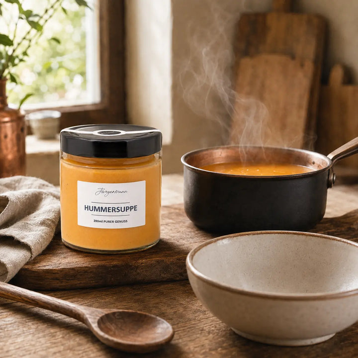 Hummersuppe von Jungermann Gourmet beim schonenden Erwärmen im Topf