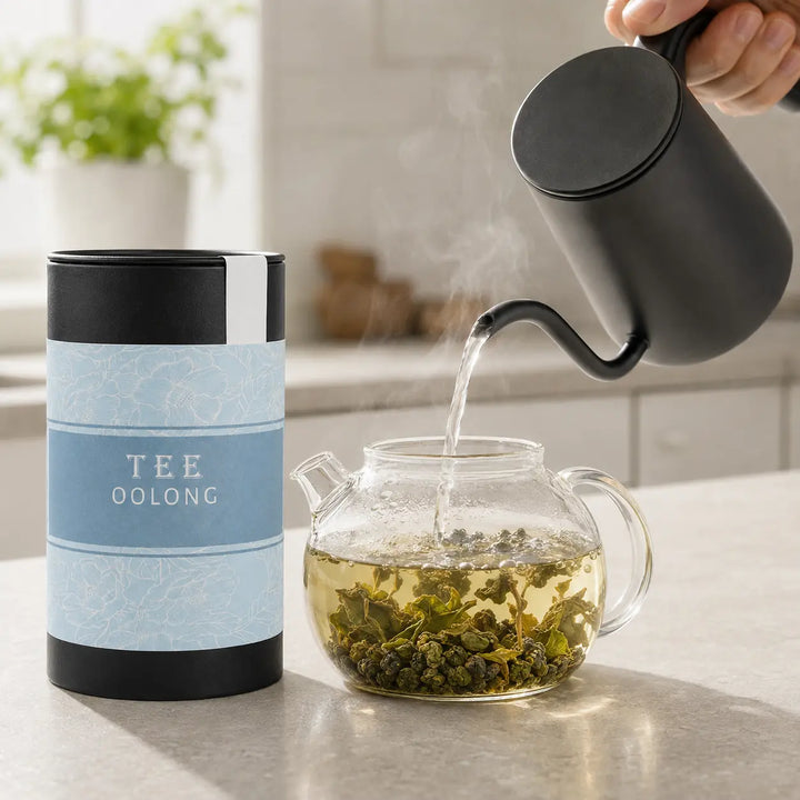 Jade Oolong Tee von Jungermann Gourmet wird hellgrün-golden aufgegossen
