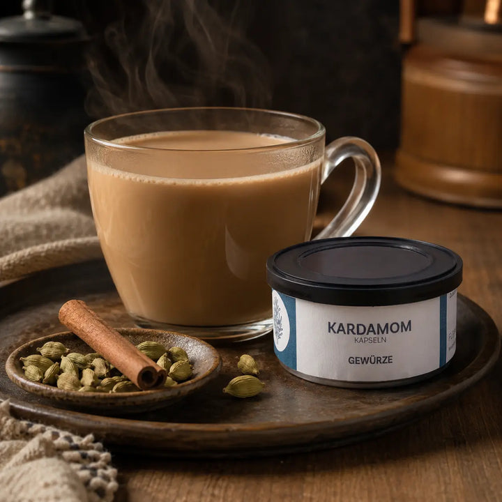 Kardamomkapseln als aromatische Zutat für Masala Chai