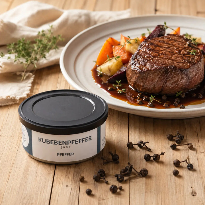 Kubebenpfeffer von Jungermann Gourmet zu Rinderfilet mit Pfeffersauce