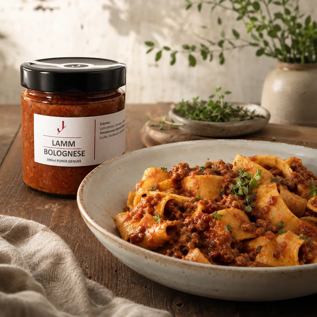 Jungermann Gourmet Lamm-Bolognese Sauce zu Bandnudeln