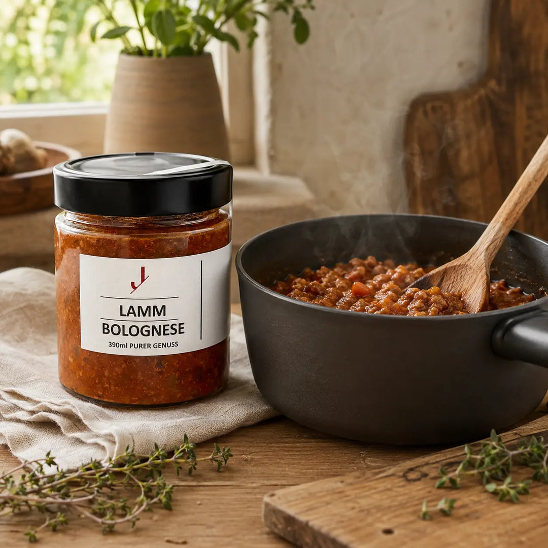 Lamm-Bolognese Sauce von Jungermann Gourmet schonend erwärmen