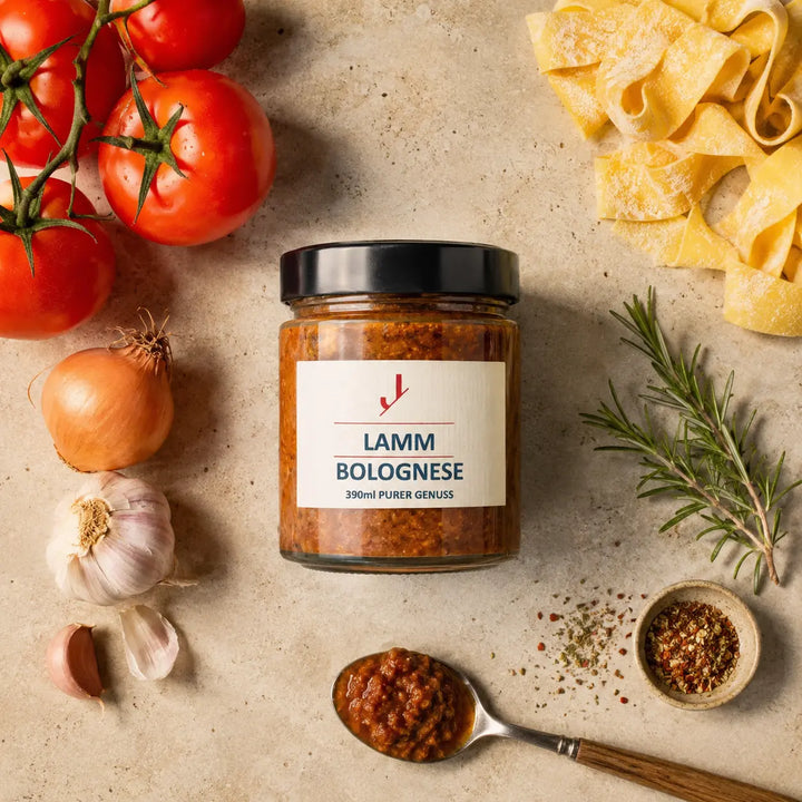 Jungermann Gourmet Lamm-Bolognese Sauce mit Tomaten, Kräutern und Pasta