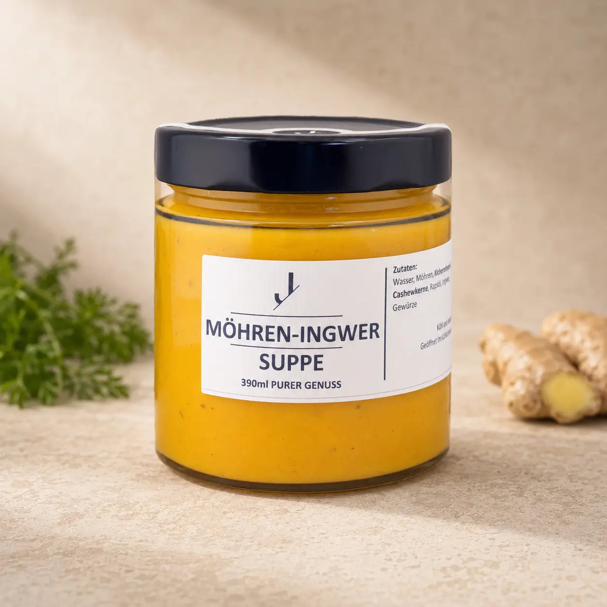 Möhren-Ingwer-Suppe von Jungermann Gourmet im 390-ml-Glas